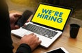 WEÃ¢â¬â¢RE HIRING Business Team and Group of People Message Talki